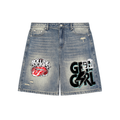 Faded Distressed Baggy Denim Shorts