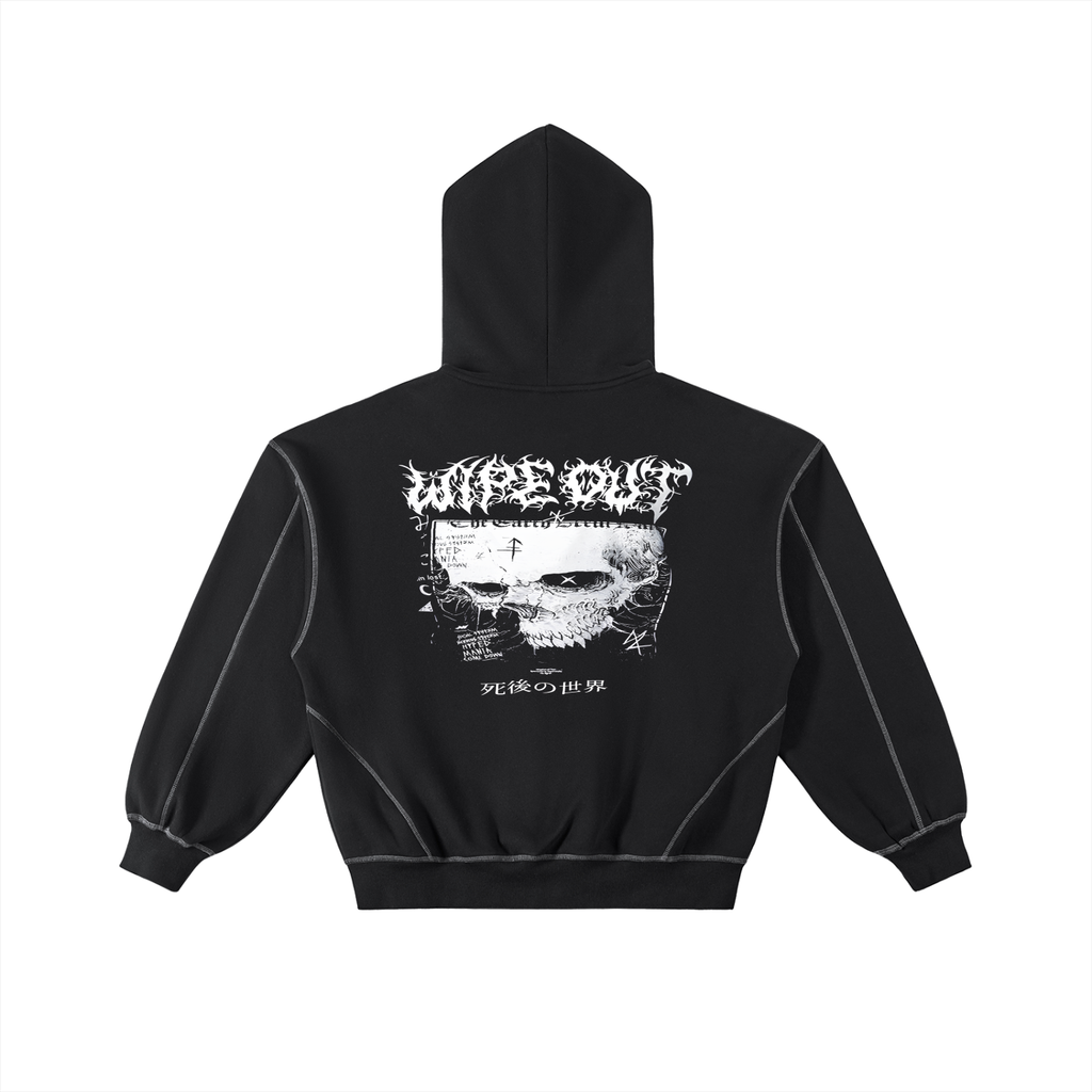 Contrast-Stitched Boxy Fleece Zip Hoodie