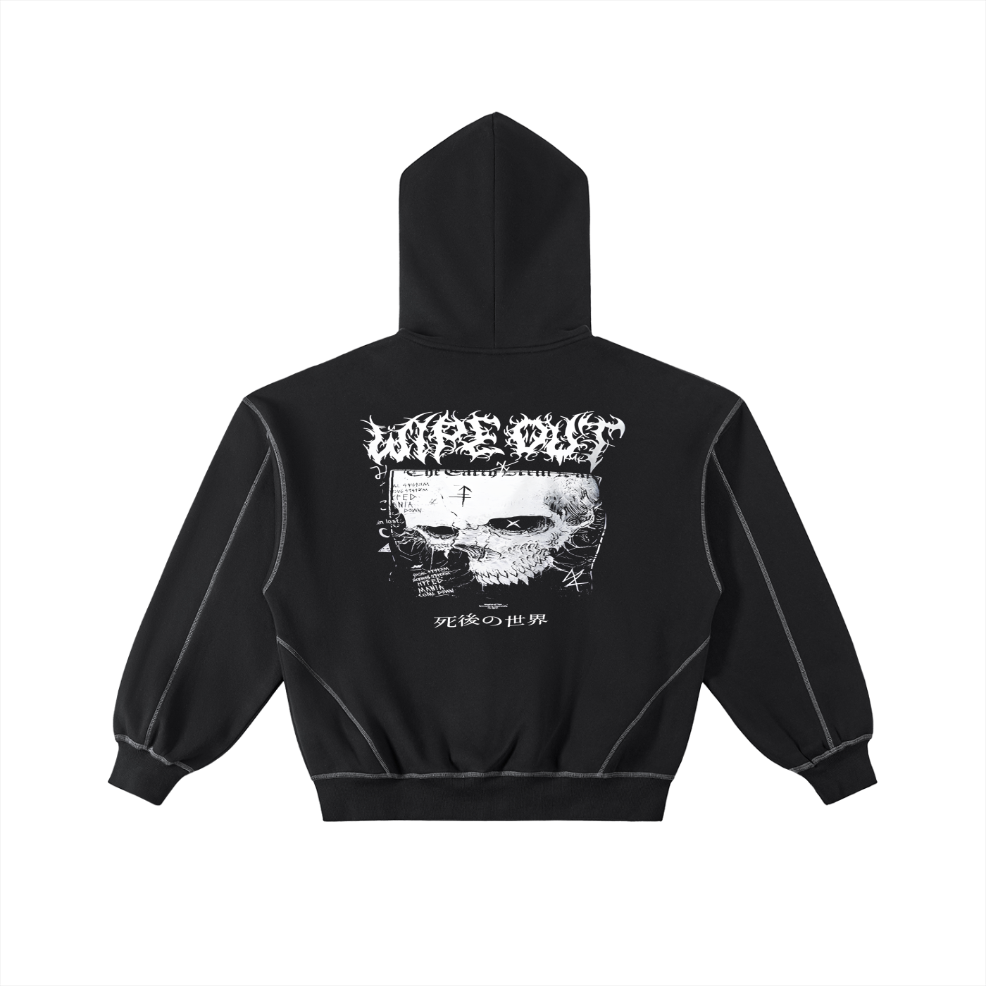 Contrast-Stitched Boxy Fleece Zip Hoodie