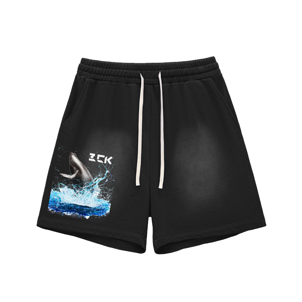 Sun Fade Raw Edge Cotton Shorts