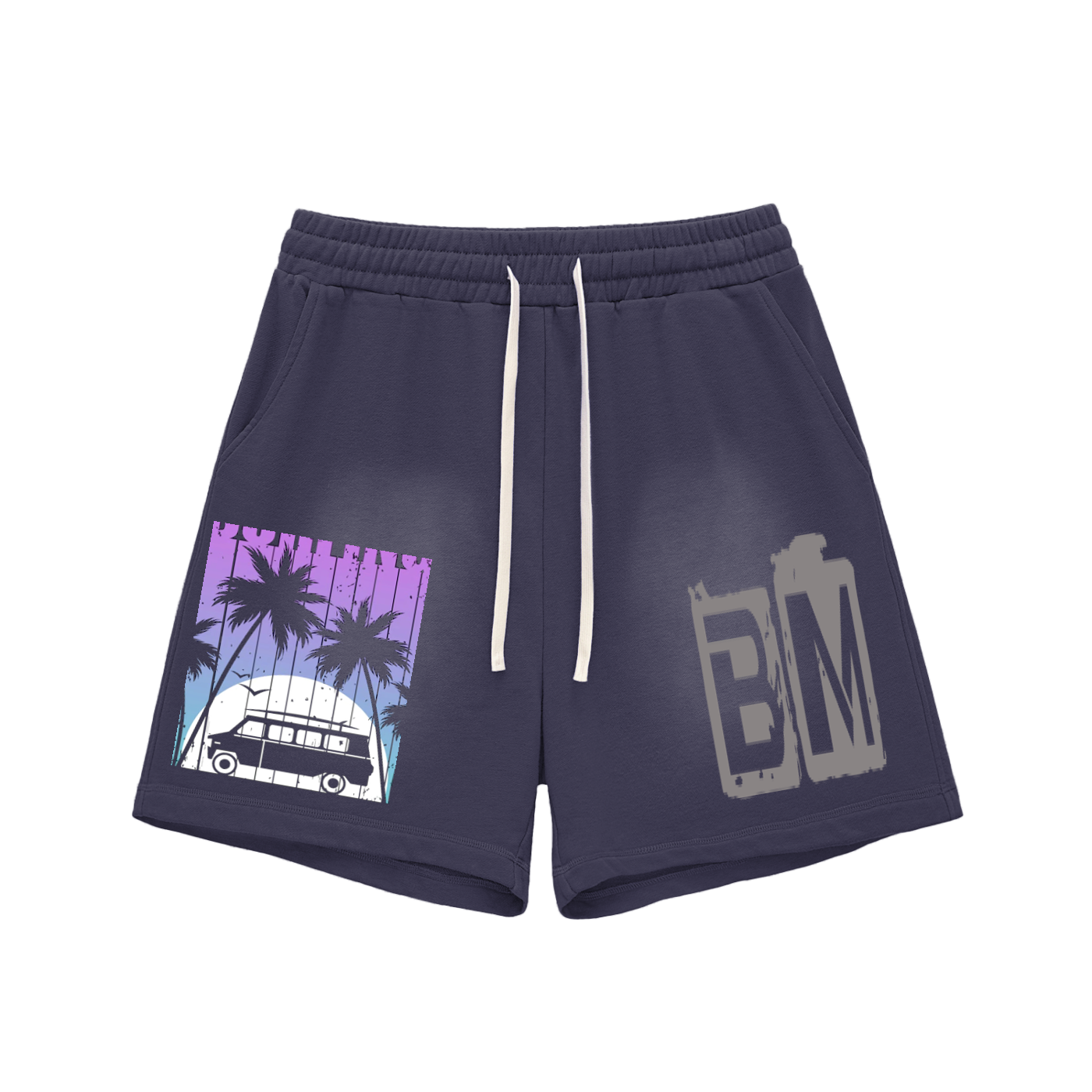 Sun Fade Raw Edge Cotton Shorts