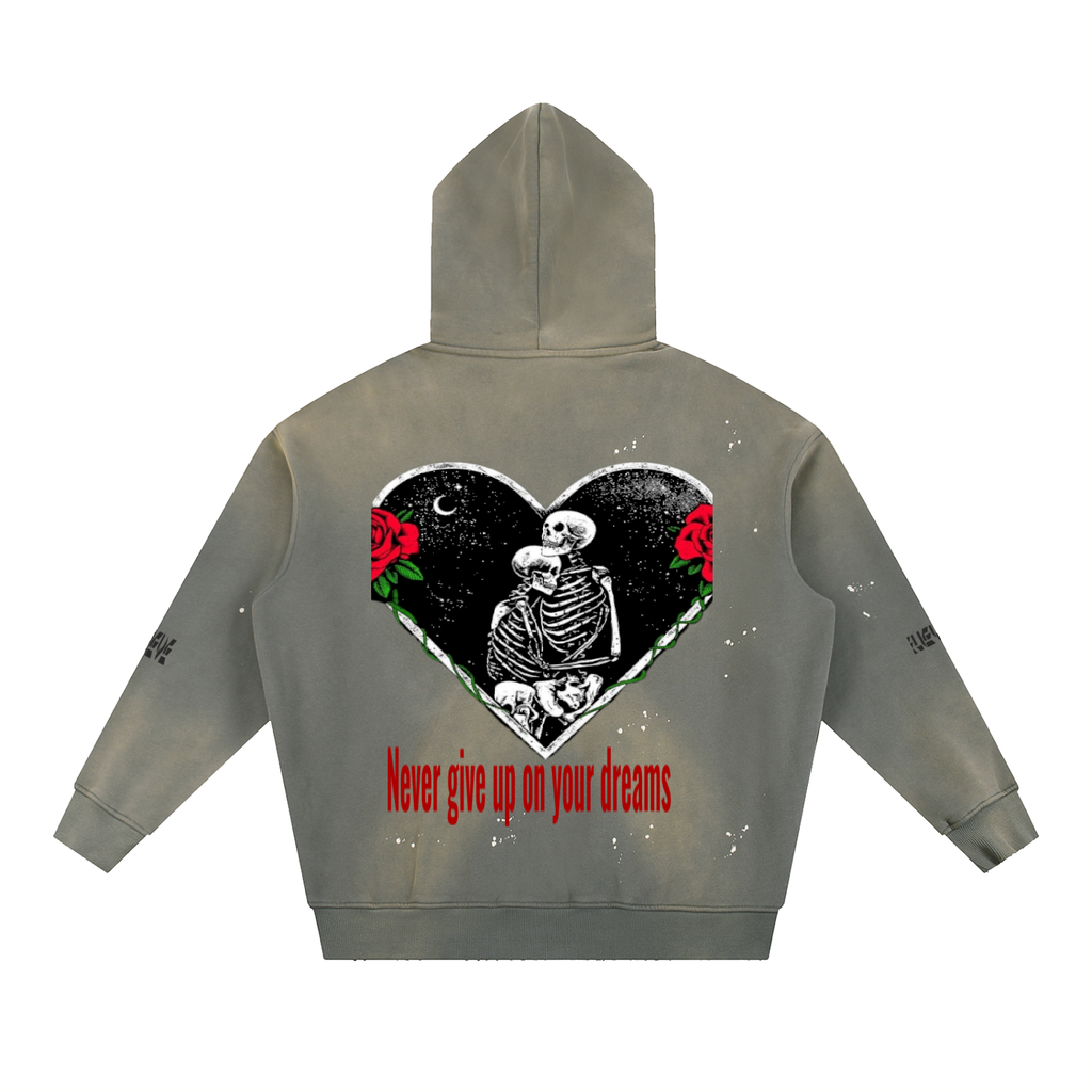 Vintage Washed Frayed Fleece Hoodie