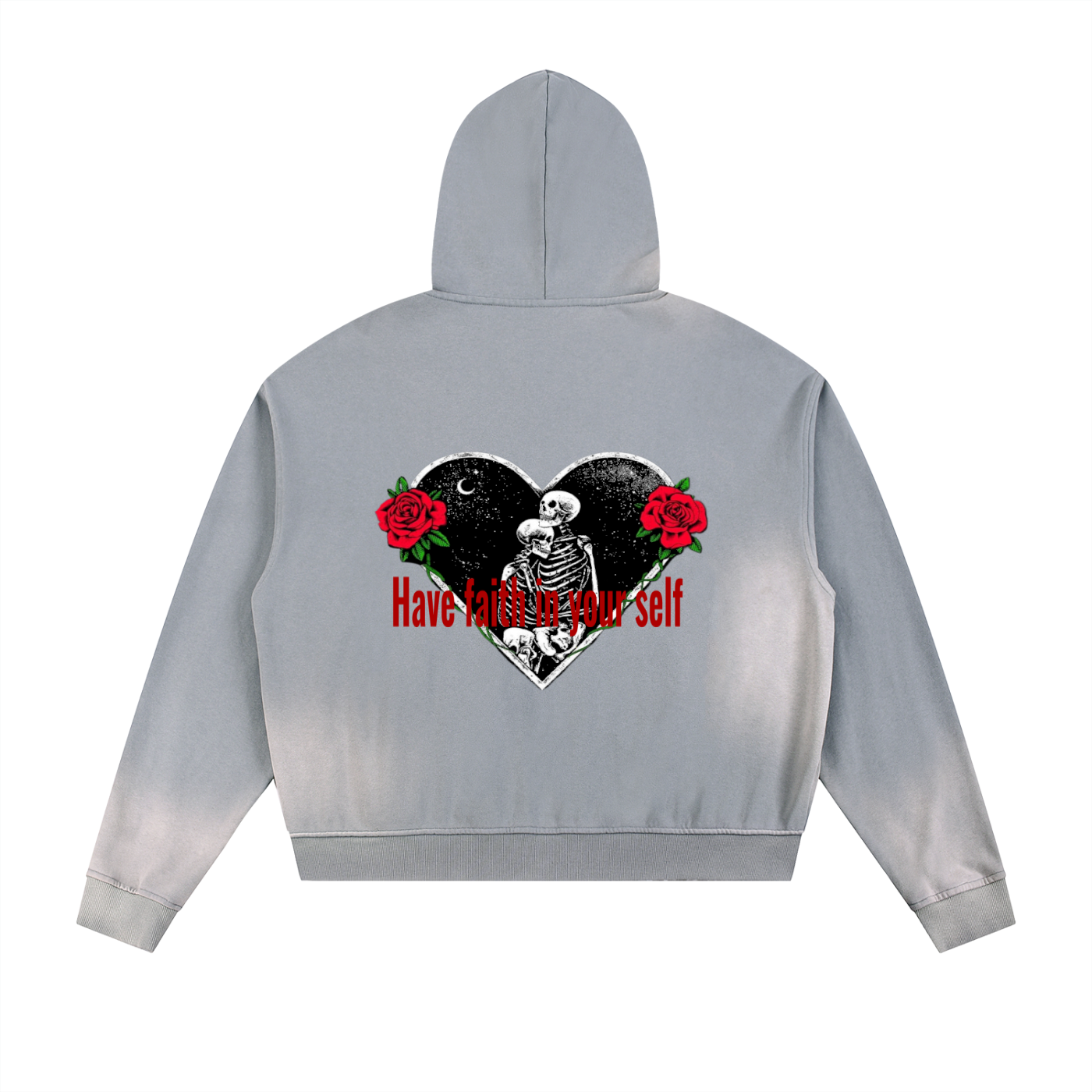 Sun Fade Frayed Raw Edge Fleece Zip Hoodie