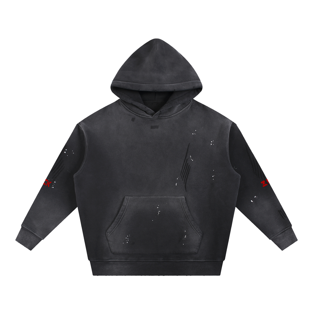 Vintage Washed Frayed Fleece Hoodie