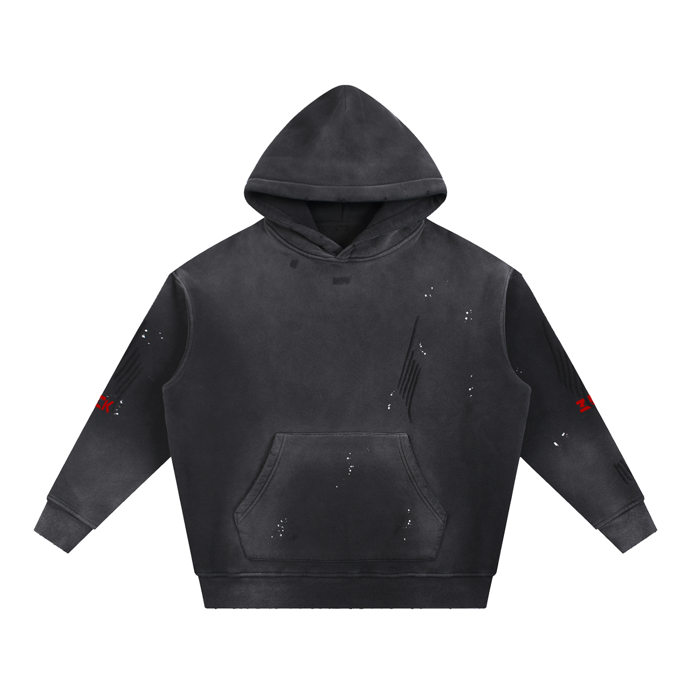 Vintage Washed Frayed Fleece Hoodie