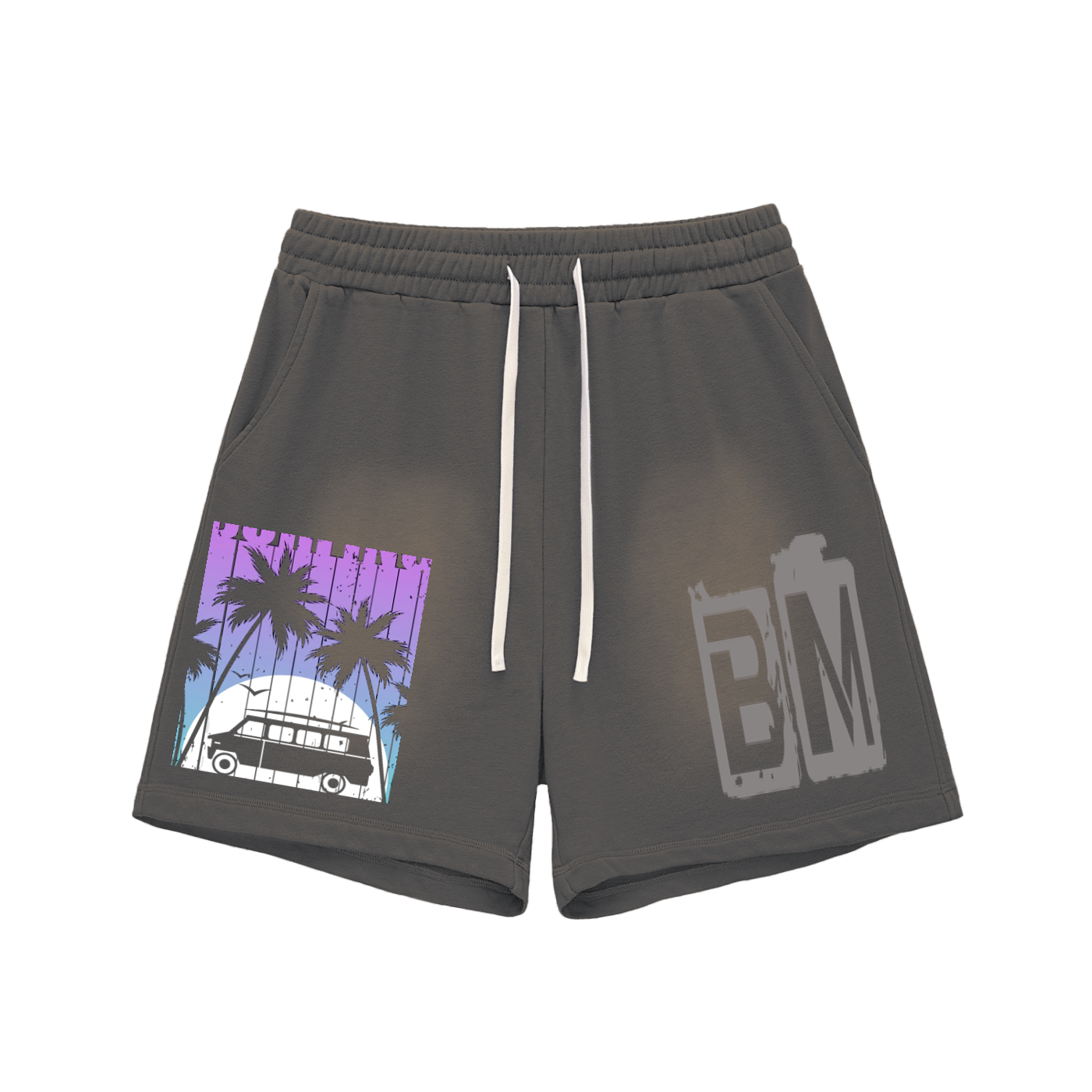 Sun Fade Raw Edge Cotton Shorts