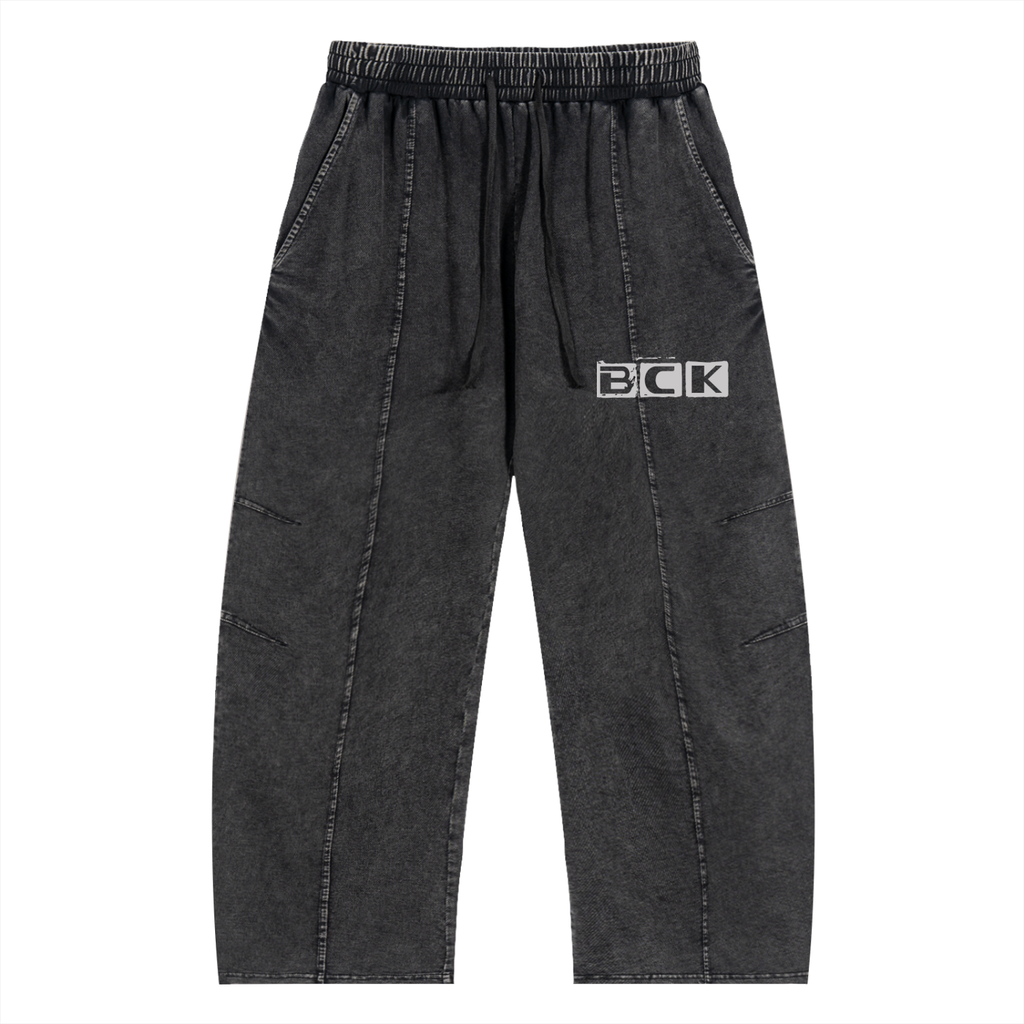 Snow Wash Drawstring Cotton Pants