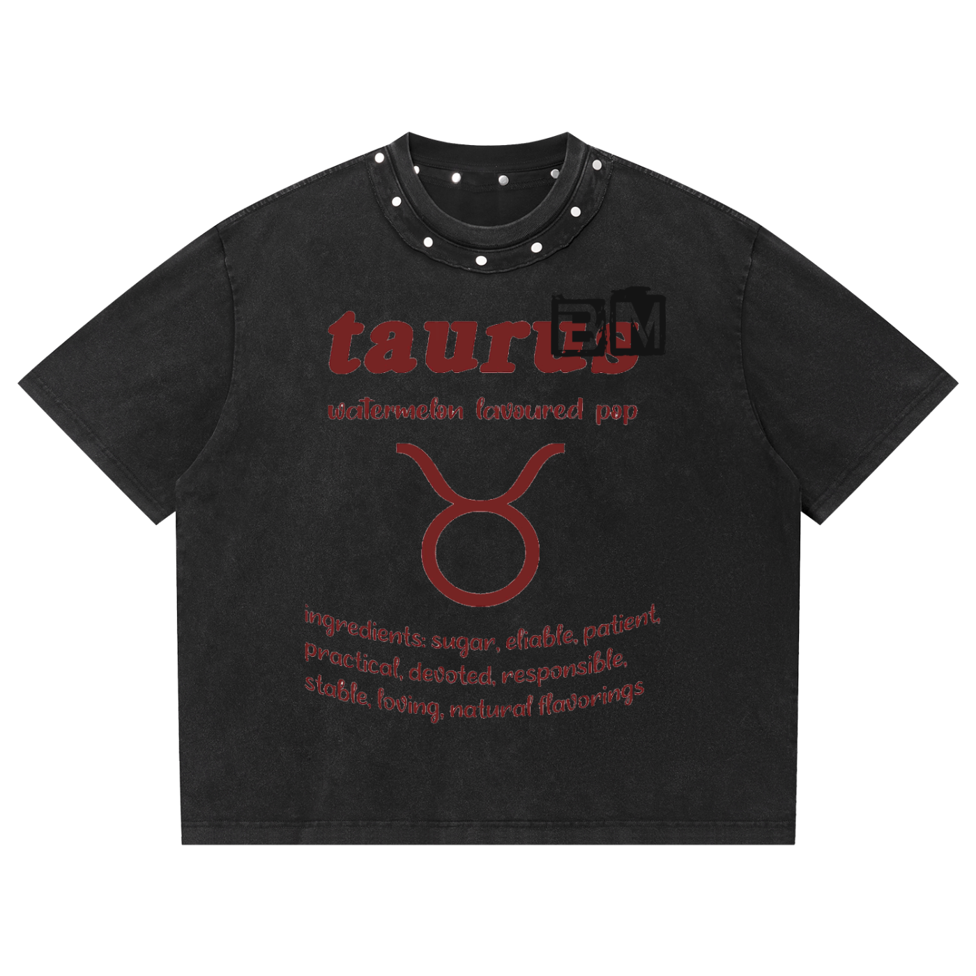 Unisex Washed Boxy Studded T-Shirt