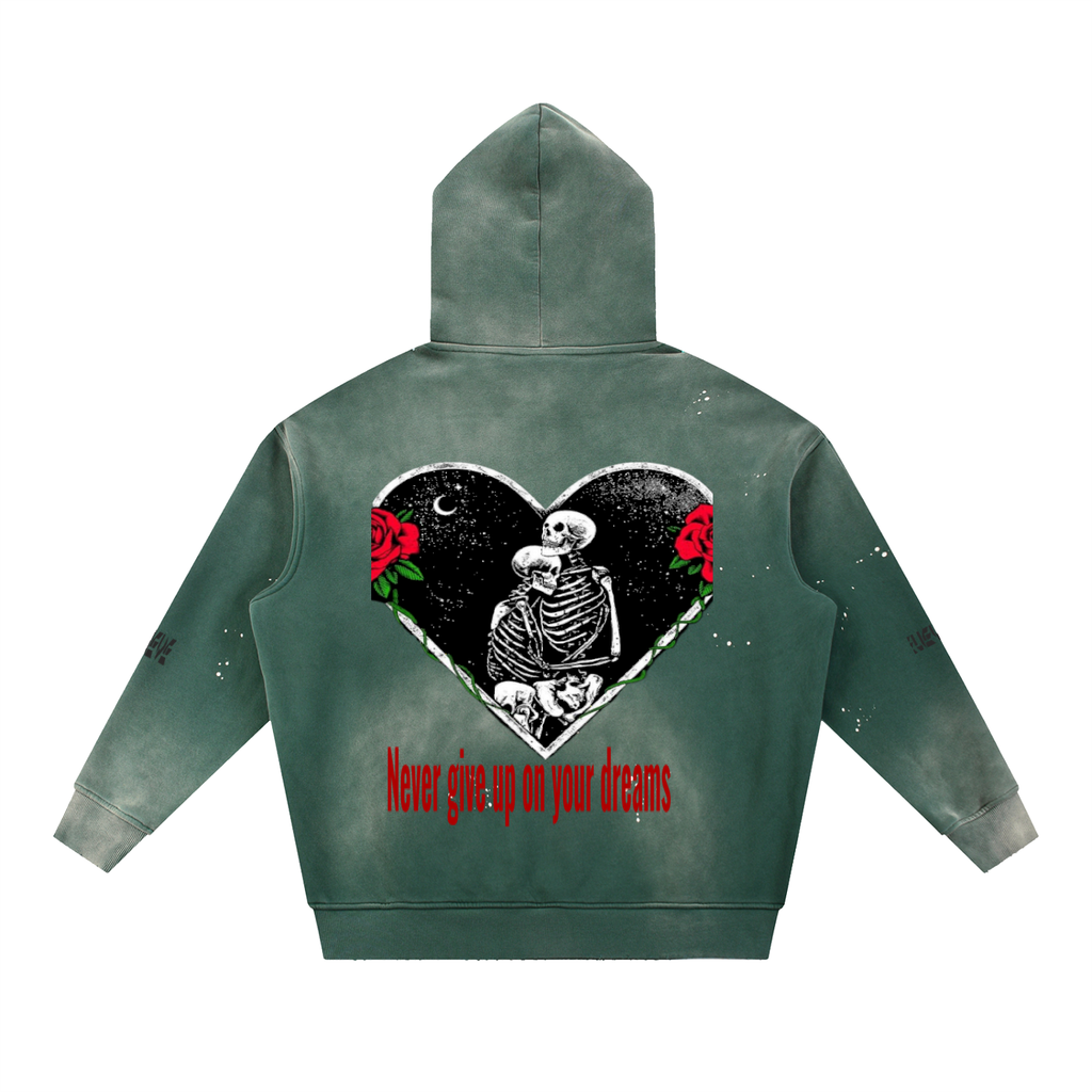 Vintage Washed Frayed Fleece Hoodie