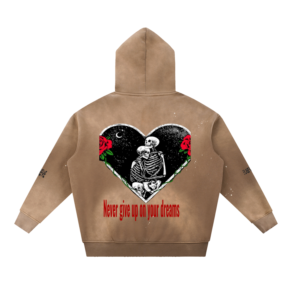 Vintage Washed Frayed Fleece Hoodie
