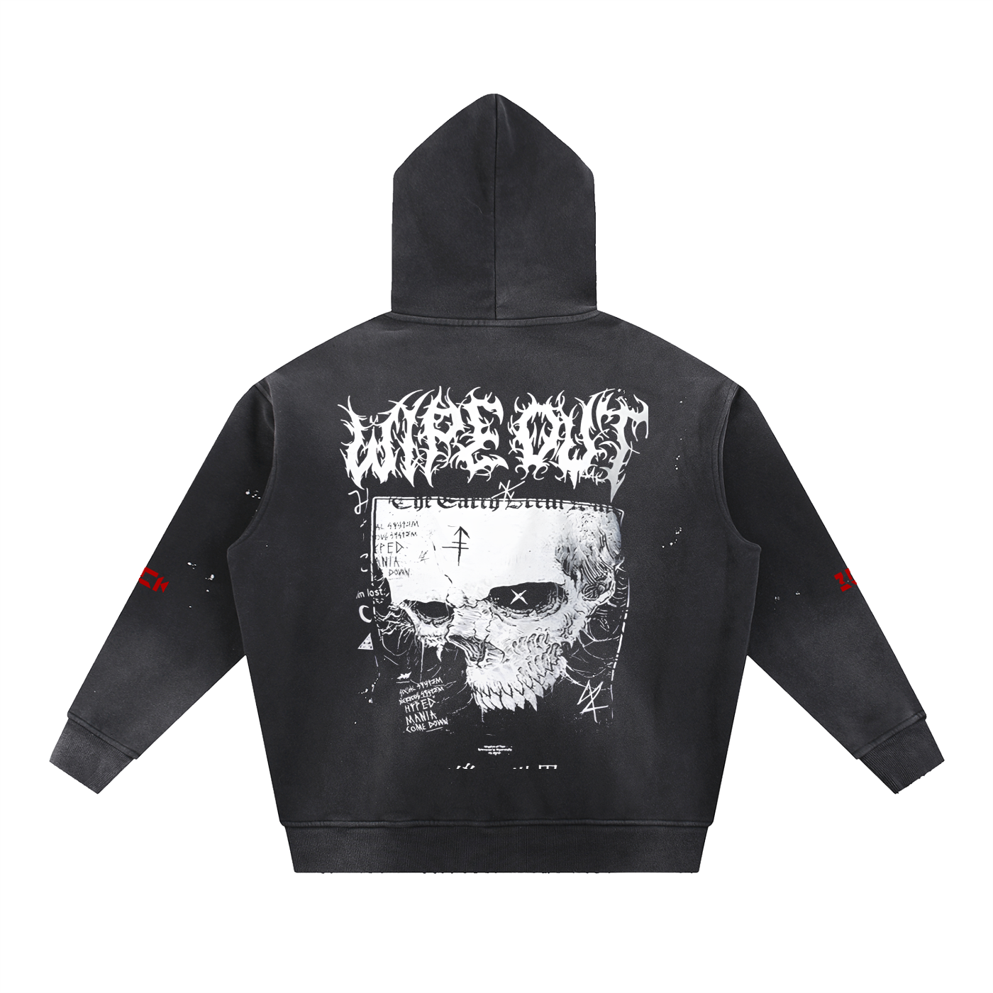 Vintage Washed Frayed Fleece Hoodie