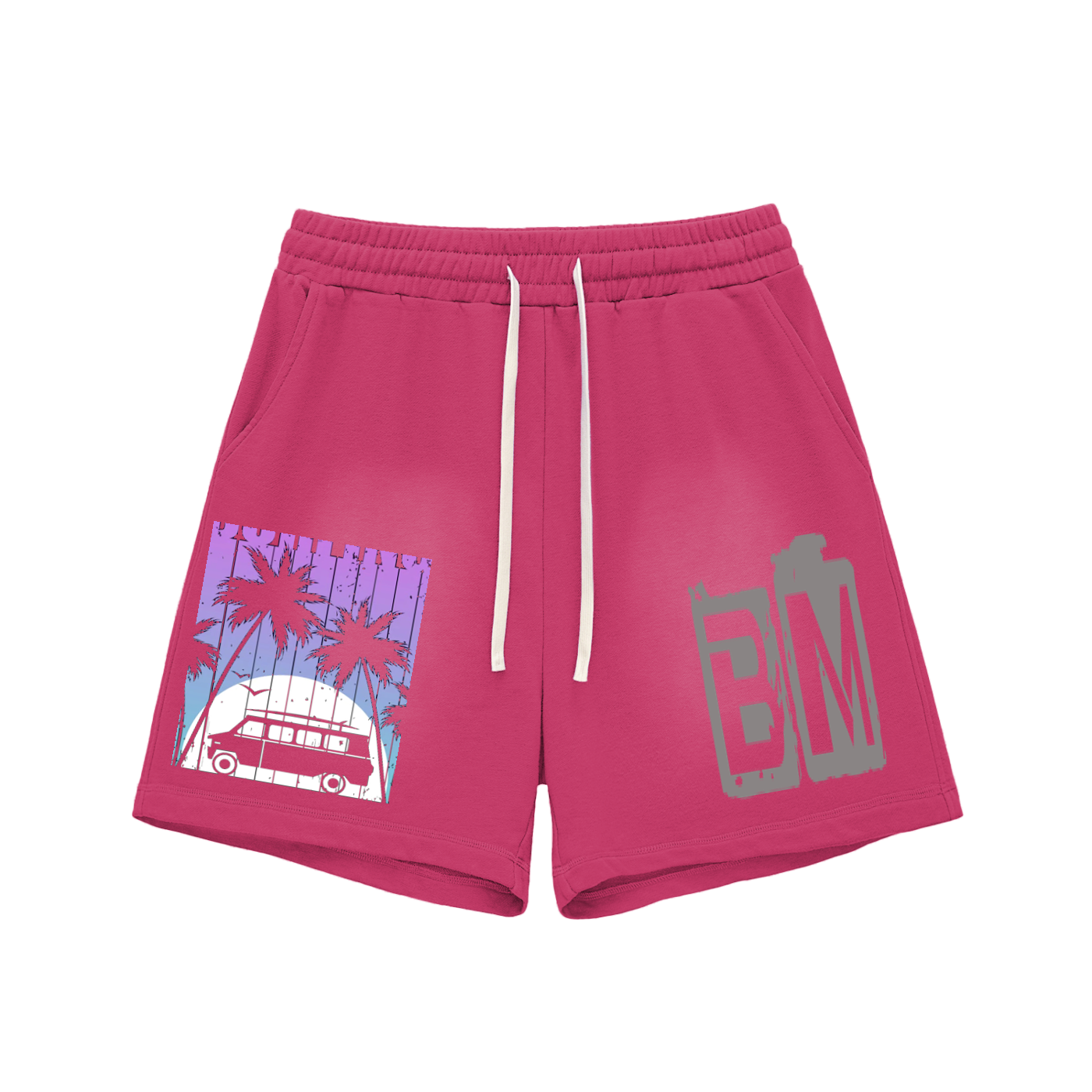 Sun Fade Raw Edge Cotton Shorts