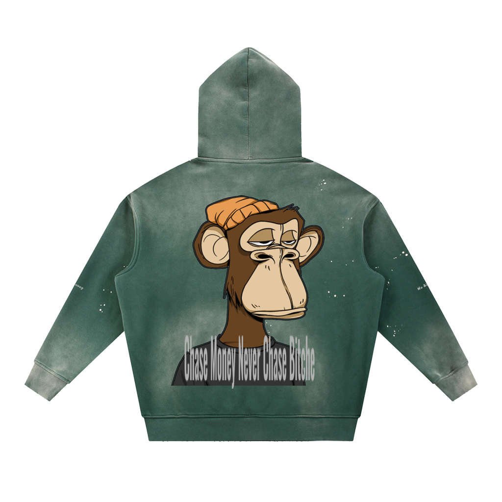 Vintage Washed Frayed Fleece Hoodie