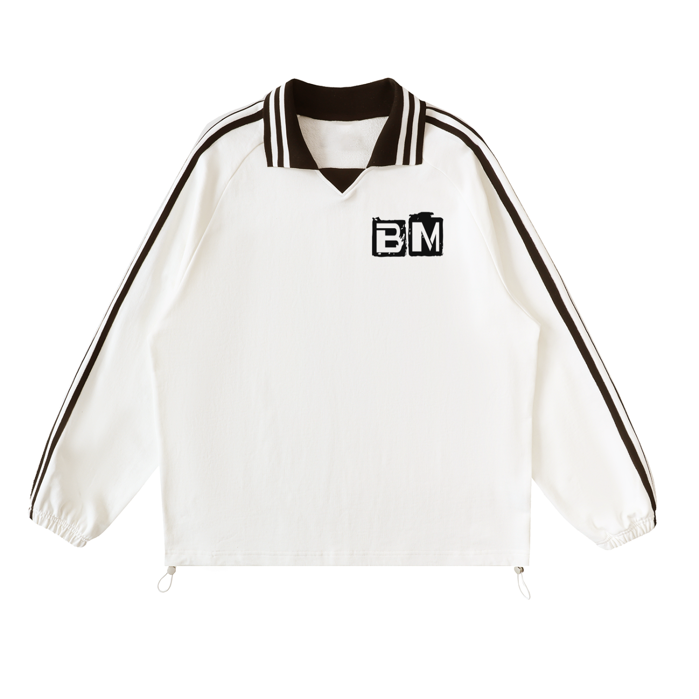 Contrast Striped Lapel Collar Sweatshirt