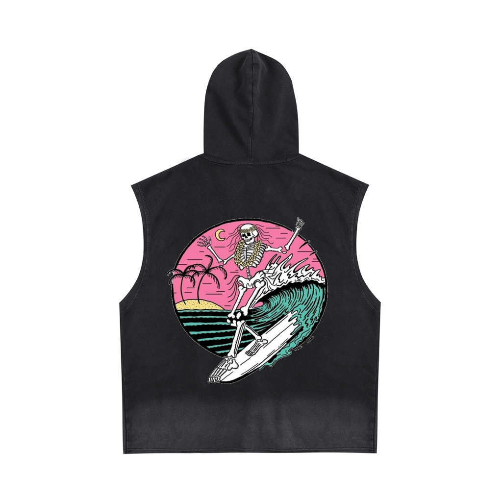 Vintage Washed Zip-Up Hooded Tank Top