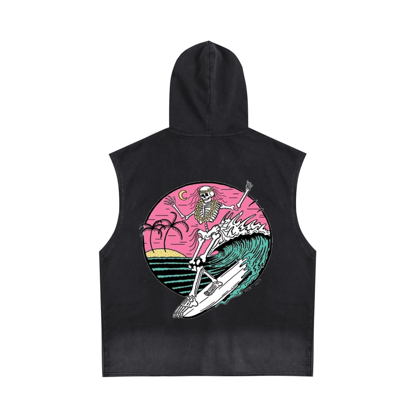 Vintage Washed Zip-Up Hooded Tank Top