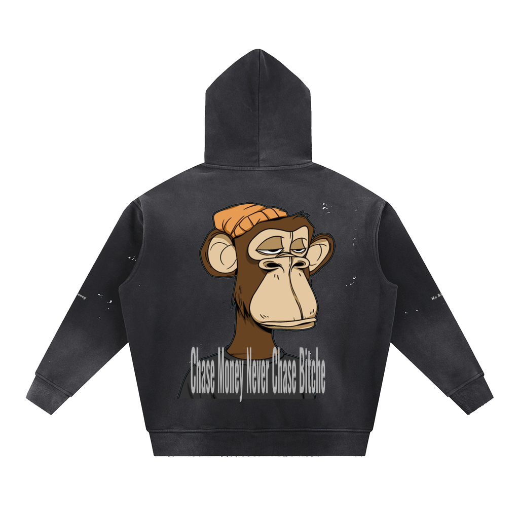 Vintage Washed Frayed Fleece Hoodie