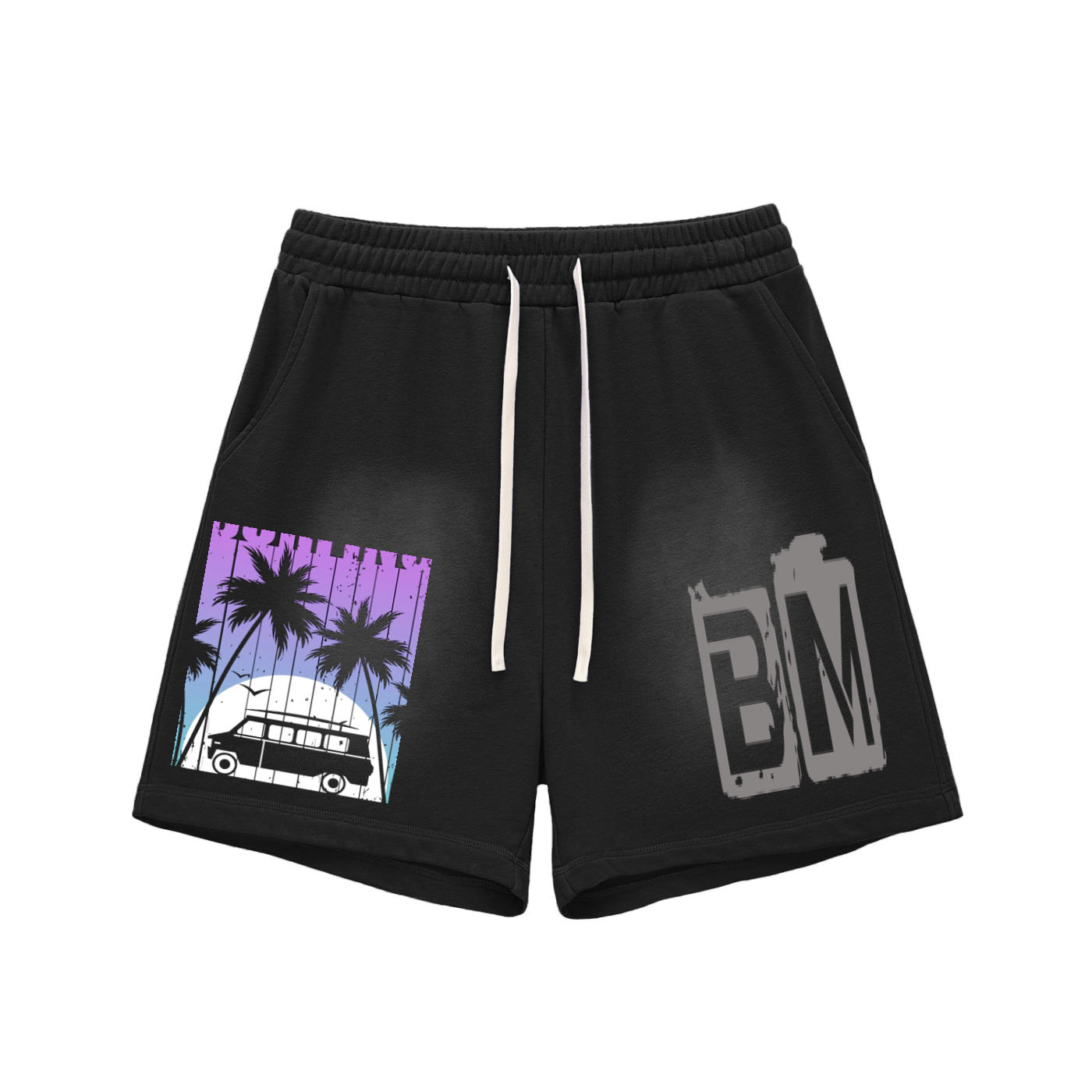 Sun Fade Raw Edge Cotton Shorts