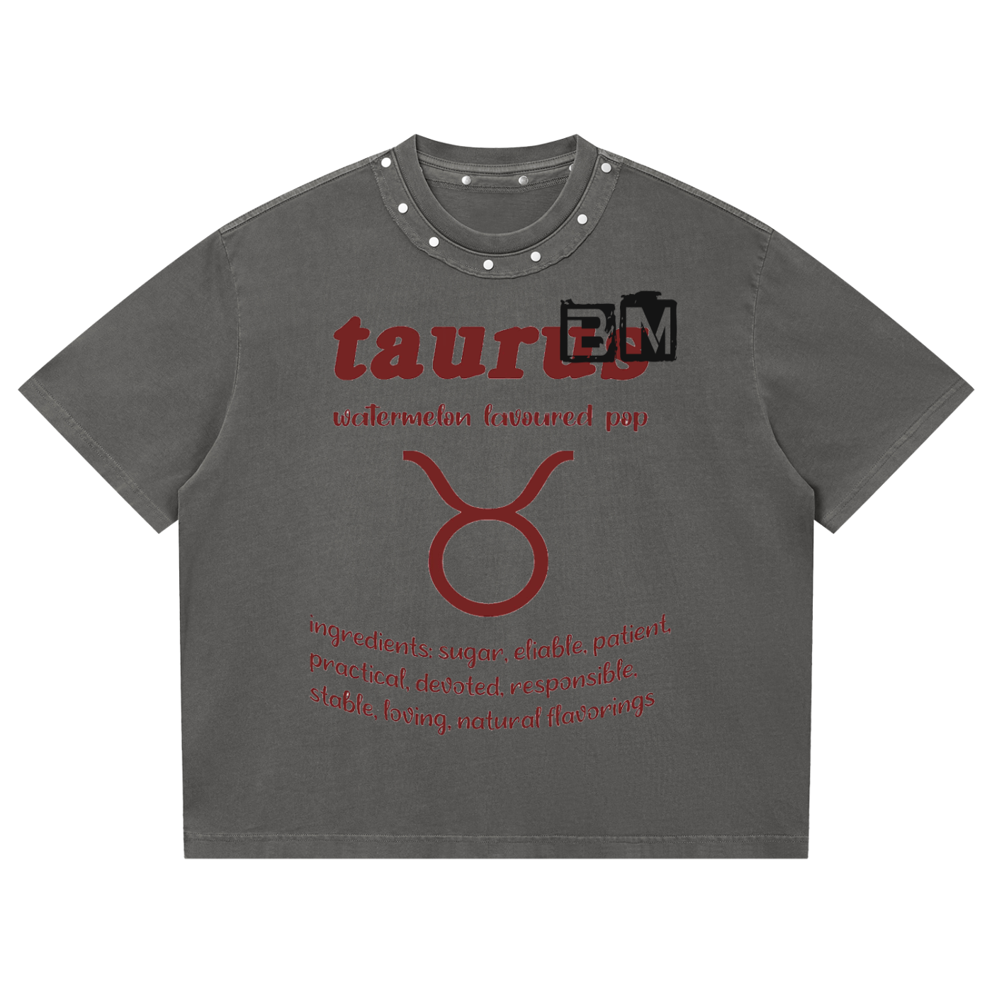Unisex Washed Boxy Studded T-Shirt
