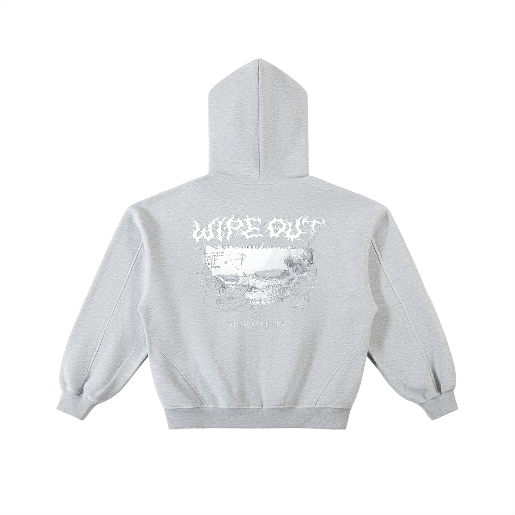 Contrast-Stitched Boxy Fleece Zip Hoodie