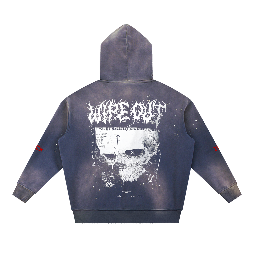 Vintage Washed Frayed Fleece Hoodie